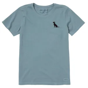 Women's Embroidered Sitting Dog Short Sleeve Crusher Tee Life is Good