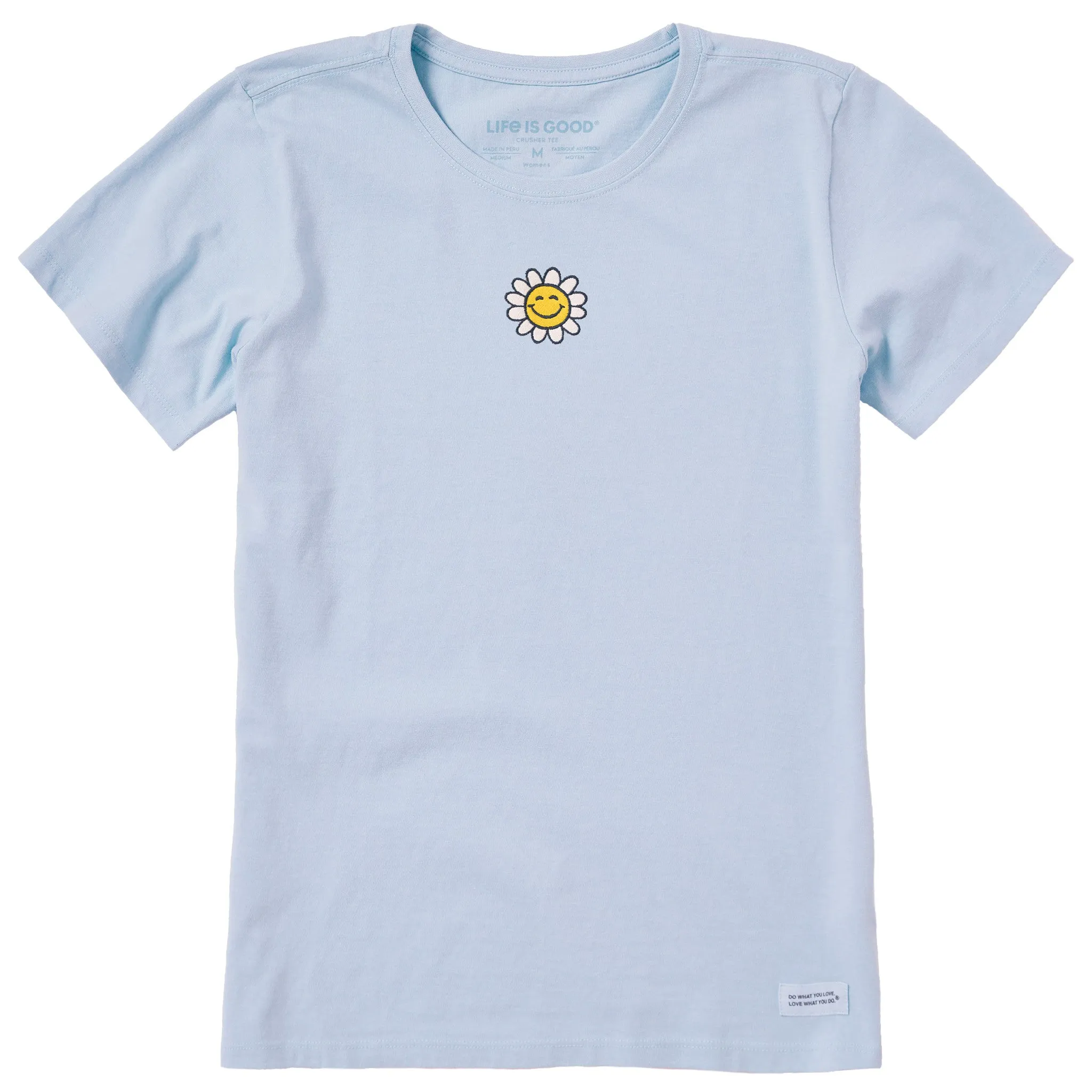 Women's Embroidered Smile Daisy Short Sleeve Crusher Tee Life is Good