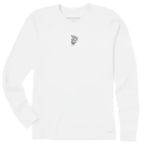 Women's Embroidered Wildflower Bouquet Long Sleeve Crusher Tee Life is Good