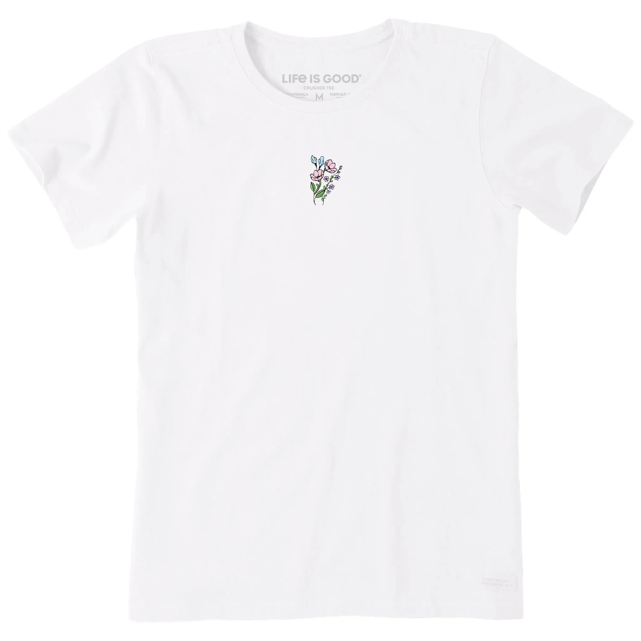 Women's Embroidered Wildflower Bouquet Short Sleeve Crusher Tee Life is Good