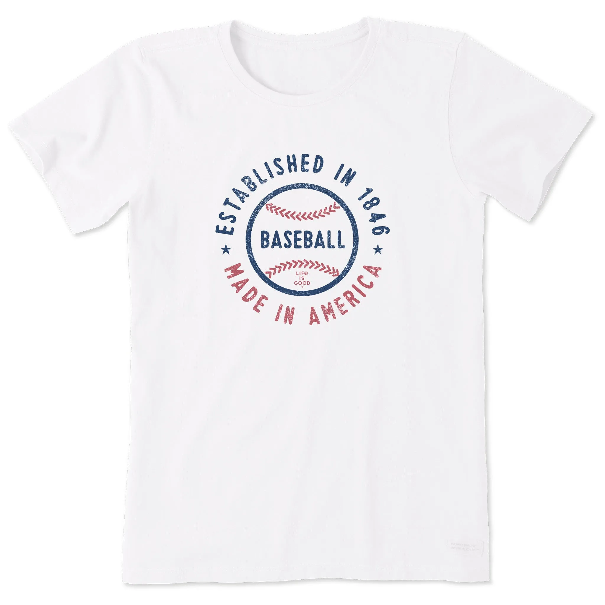 Women's Est. in 1846 Baseball Short Sleeve Crusher Tee Life is Good