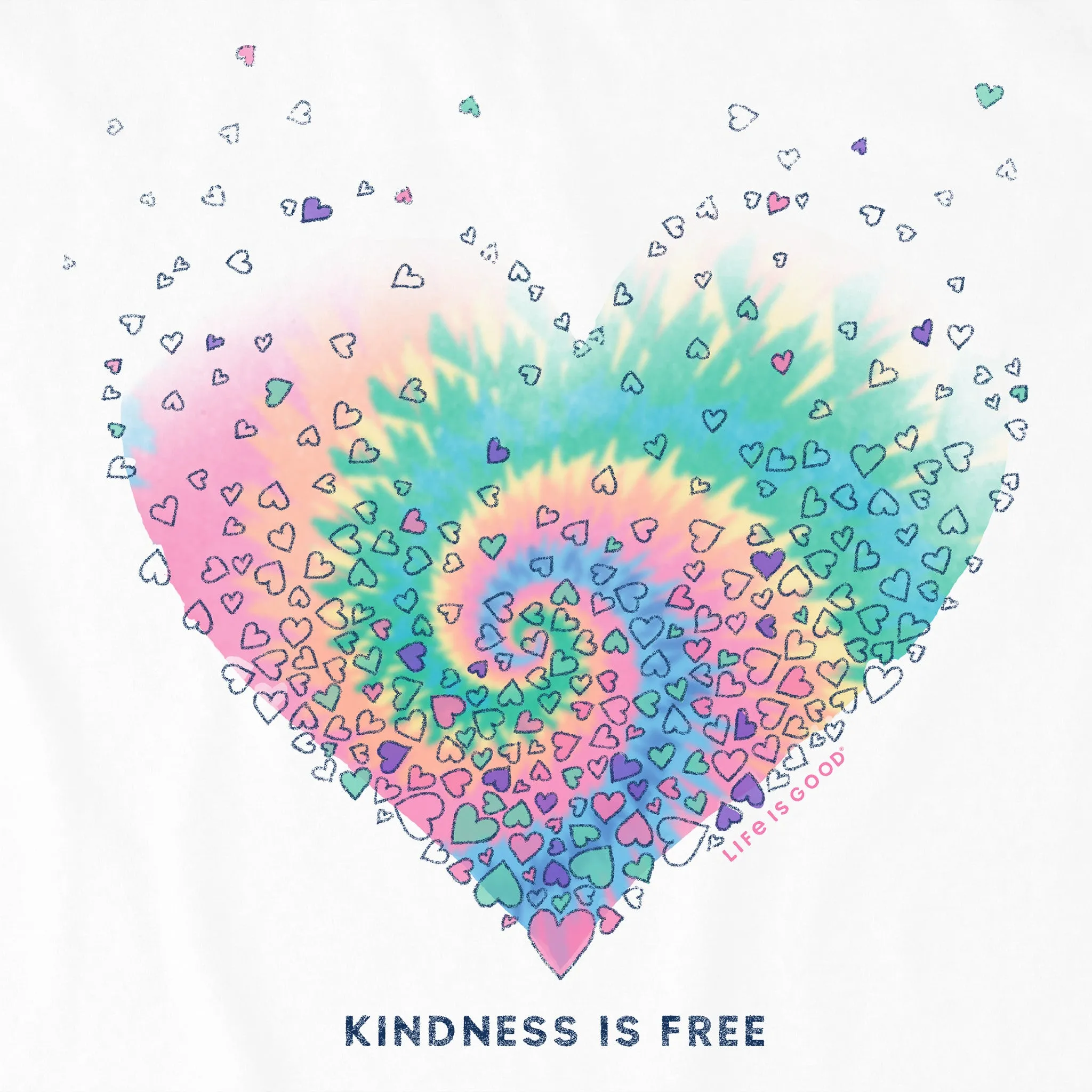 Women's Evaporating Heart Tie Dye Short Sleeve Tee Life is Good