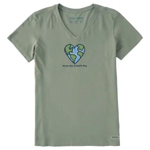 Women's Every day is Earth Day Short Sleeve Crusher Vee Life is Good
