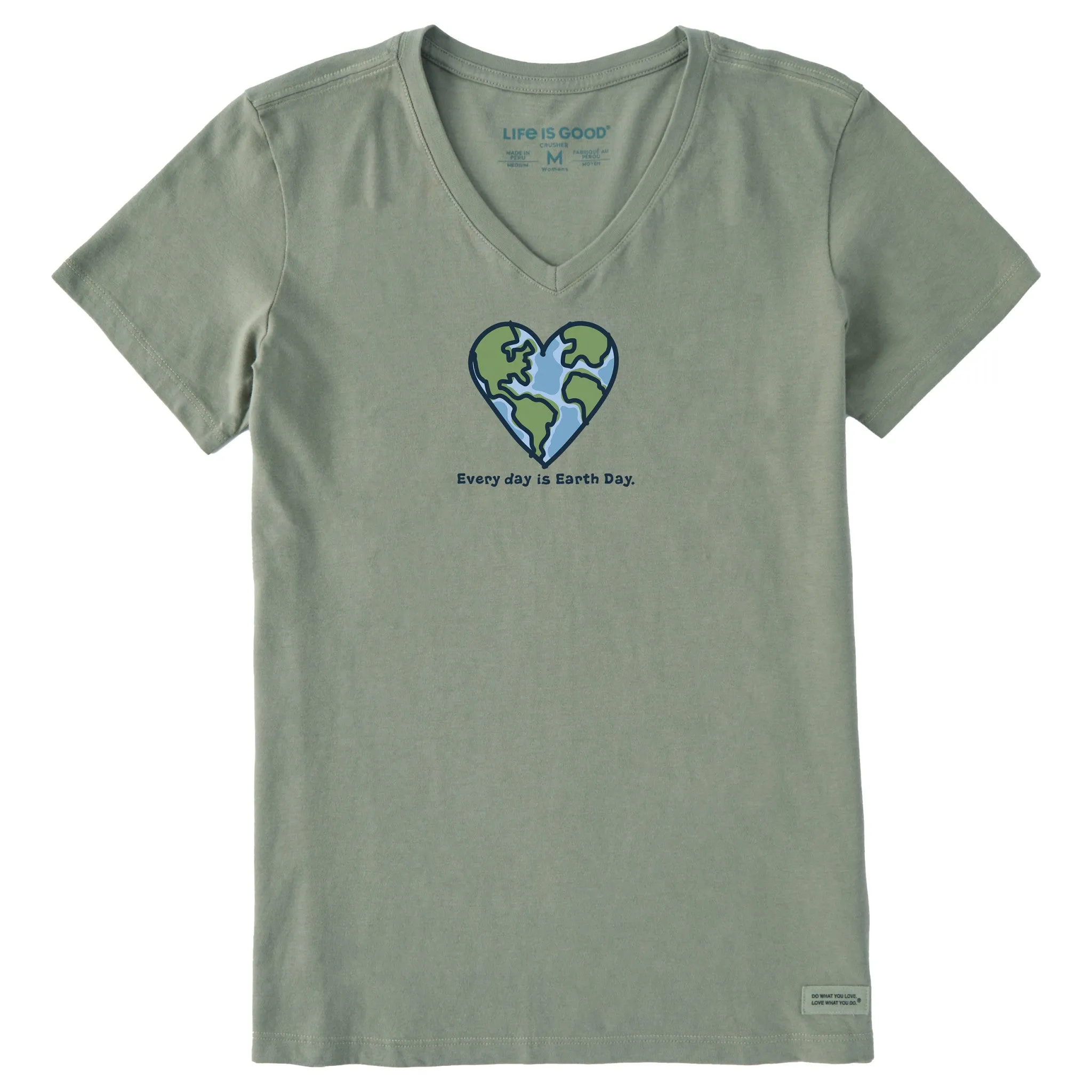 Women's Every day is Earth Day Short Sleeve Crusher Vee Life is Good