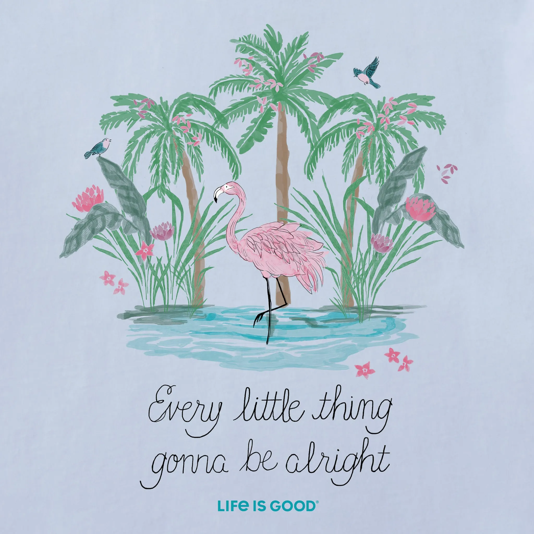 Women's Every Little Thing Flamingo Short Sleeve Vee Life is Good