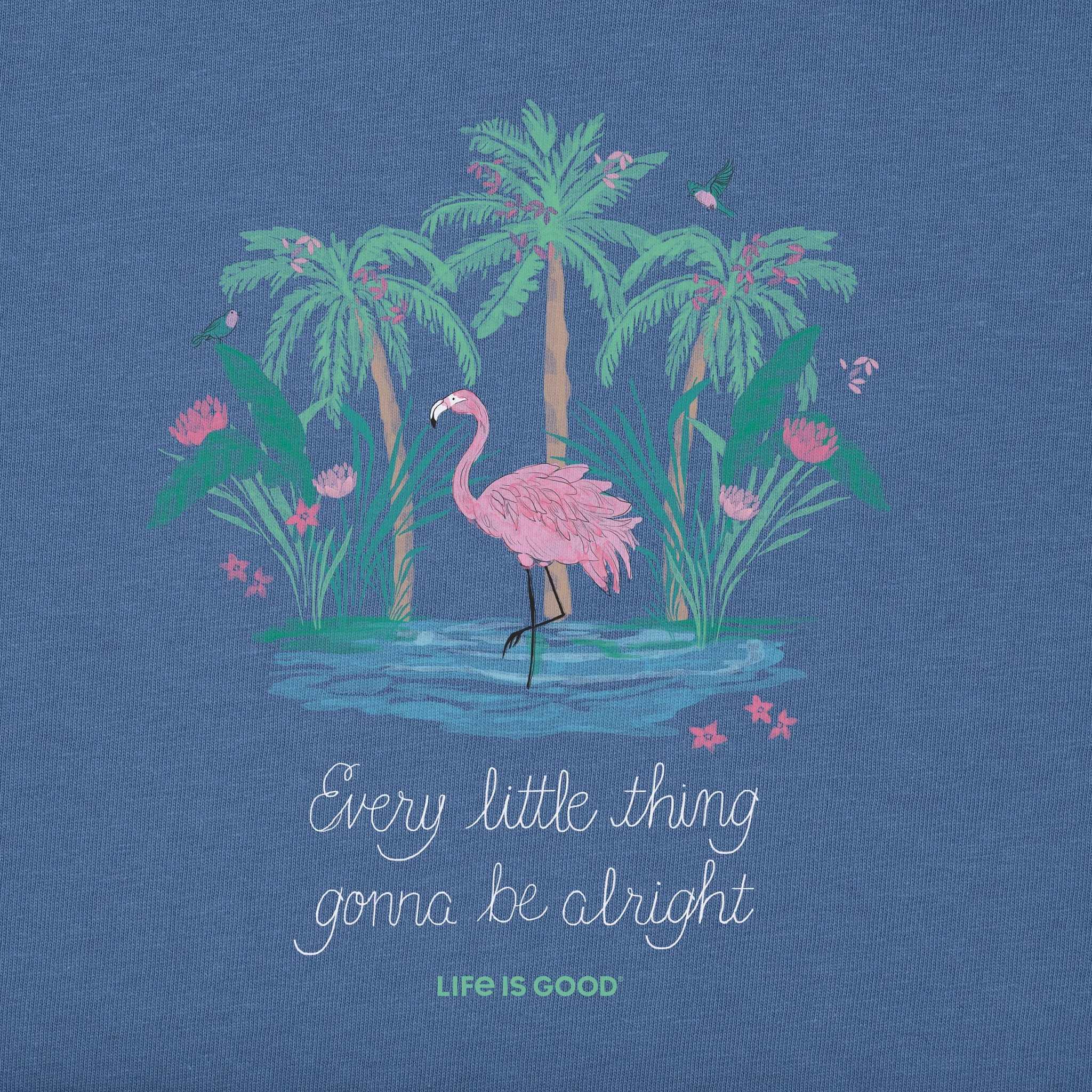 Women's Every Little Thing Flamingo Short Sleeve Vee Life is Good