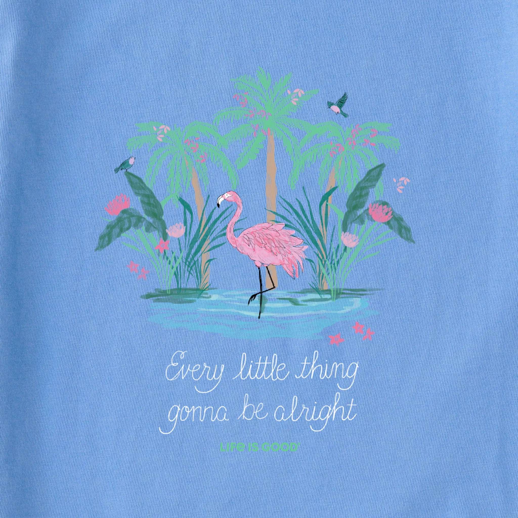 Women's Every Little Thing Flamingo Short Sleeve Vee Life is Good