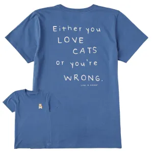 Women's Exotic Love Cats Back Short Sleeve Tee Life is Good
