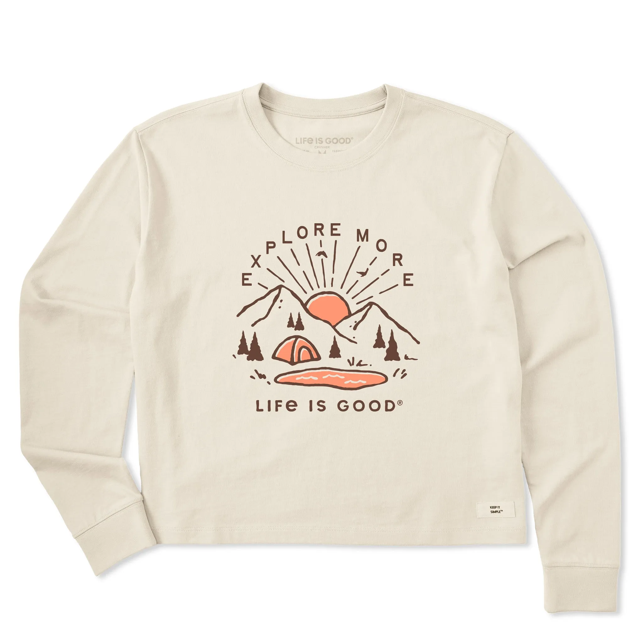 Women's Explore More Sunset Long Sleeve Crusher Boxy Tee Life is Good