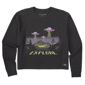 Women's Explore UFO Landscape Long Sleeve Crusher Boxy Tee Life is Good