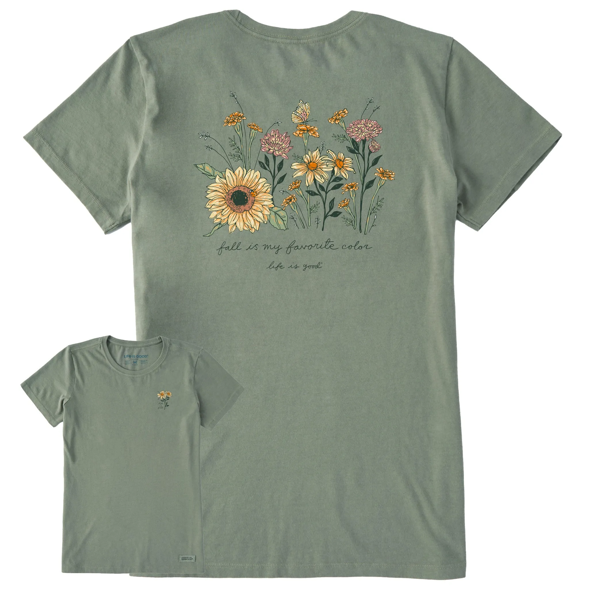 Women's Fall Favorite Color Flowers Short Sleeve Crusher Tee Life is Good