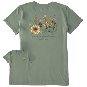 Women's Fall Favorite Color Flowers Short Sleeve Crusher Tee Life is Good