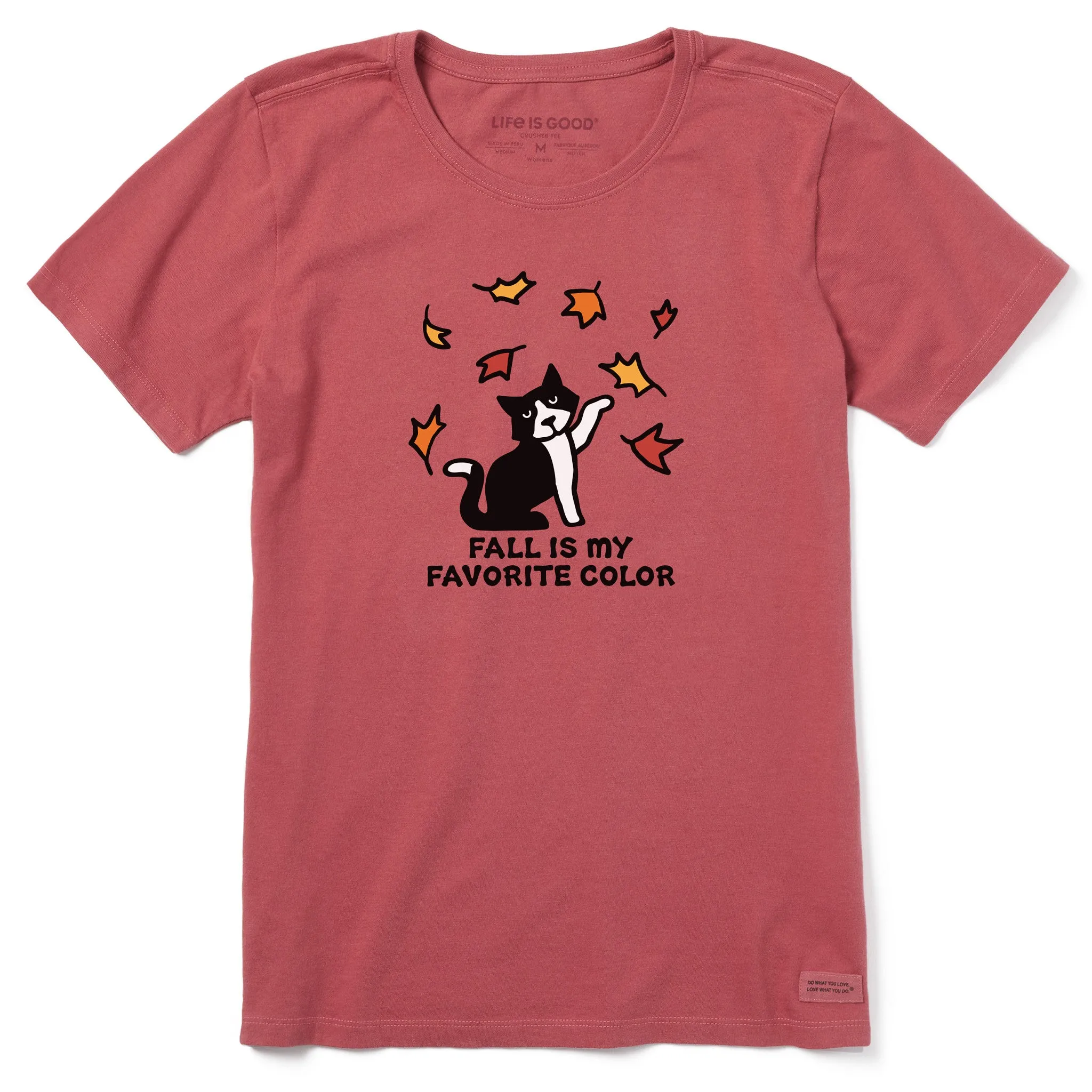 Women's Fall is My Favorite Color of Cat Short Sleeve Crusher Tee Life is Good