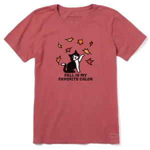 Women's Fall is My Favorite Color of Cat Short Sleeve Crusher Tee Life is Good