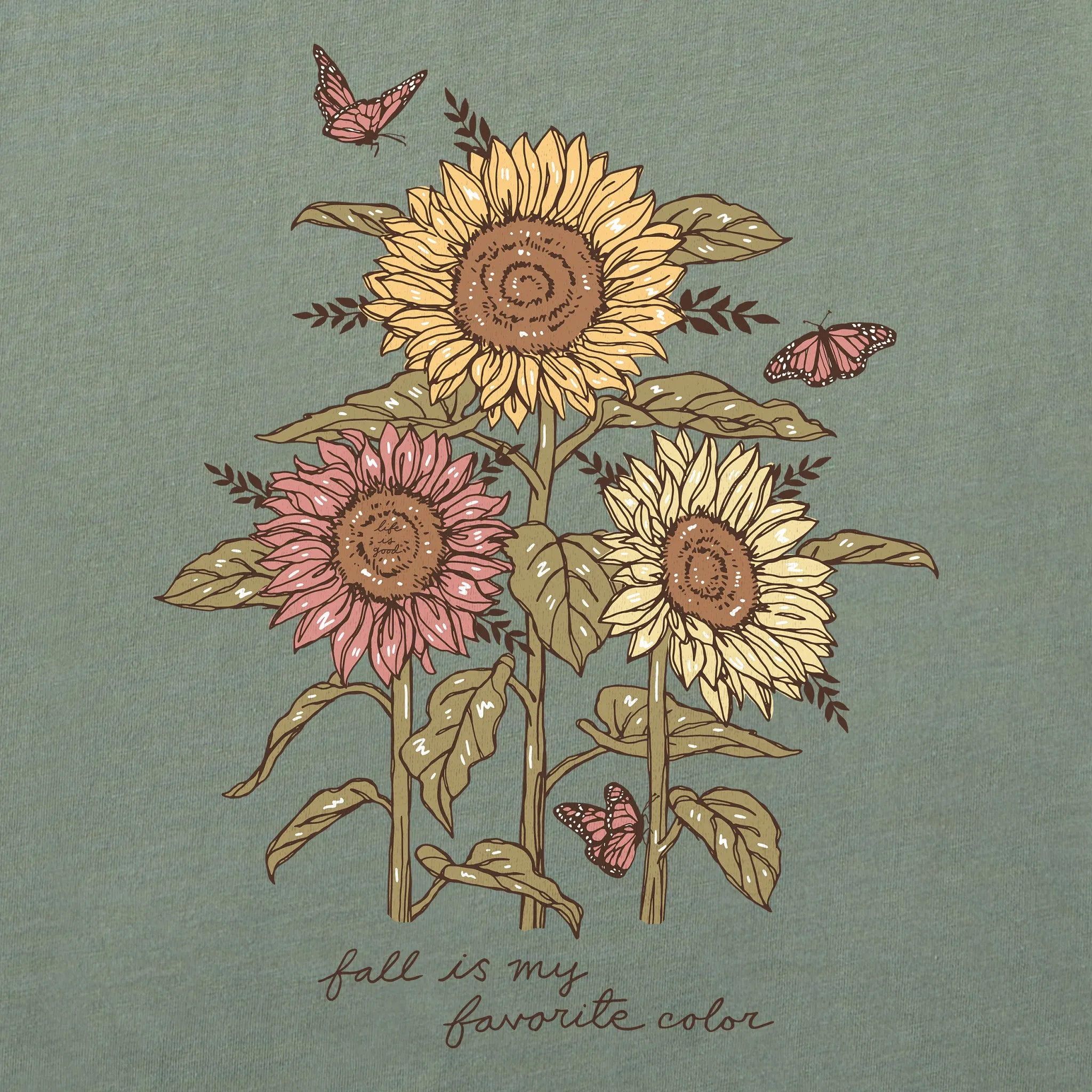 Women's Fall is my Favorite Sunflowers Short Sleeve Crusher Vee Life is Good