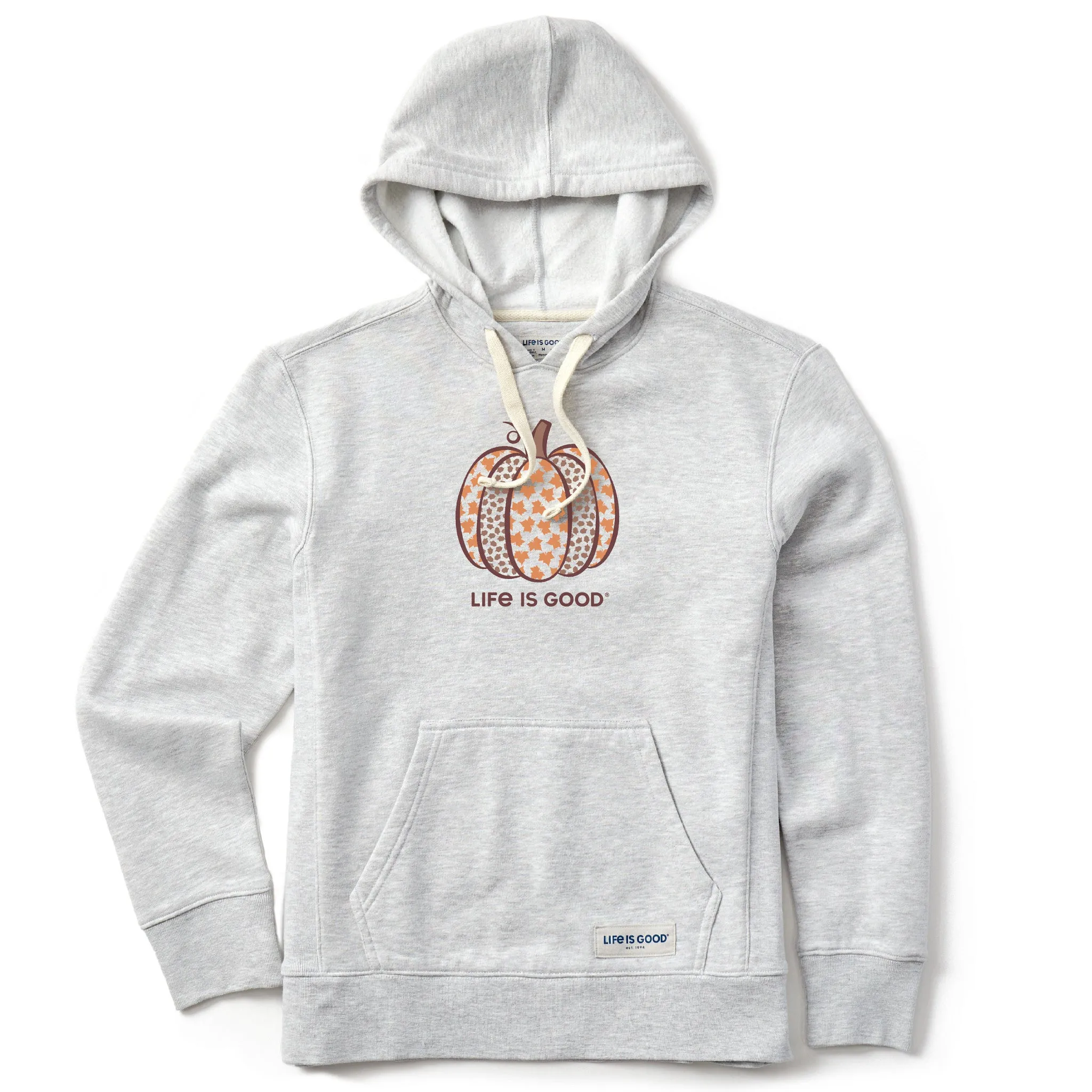 Women's Fall Pattern Pumpkin Simply True Fleece Hoodie Life is Good