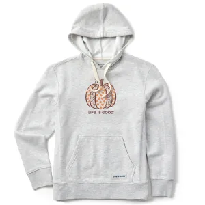 Women's Fall Pattern Pumpkin Simply True Fleece Hoodie Life is Good
