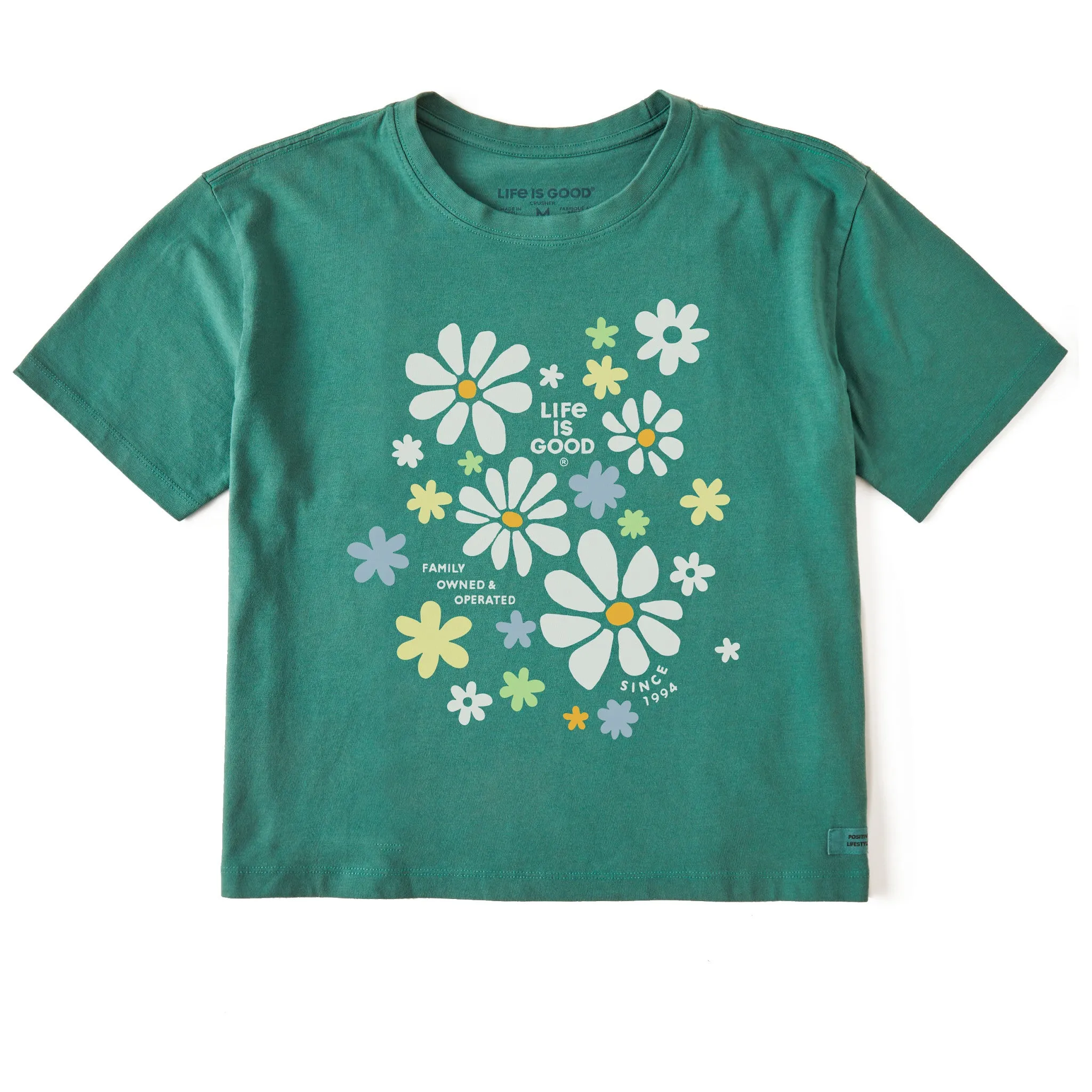 Women's Family Owned Flowers Short Sleeve Crusher Boxy Tee Life is Good