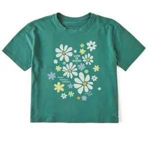 Women's Family Owned Flowers Short Sleeve Crusher Boxy Tee Life is Good
