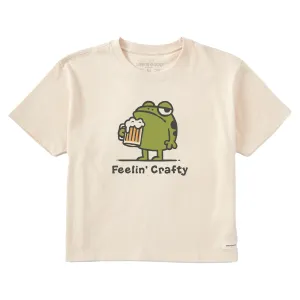 Women's Feelin Crafty Frog Short Sleeve Crusher Boxy Tee Life is Good