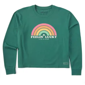 Women's Feelin' Lucky Rainbow Long Sleeve Crusher Boxy Tee Life is Good