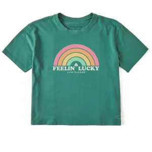 Women's Feelin' Lucky Rainbow Short Sleeve Crusher Boxy Tee Life is Good