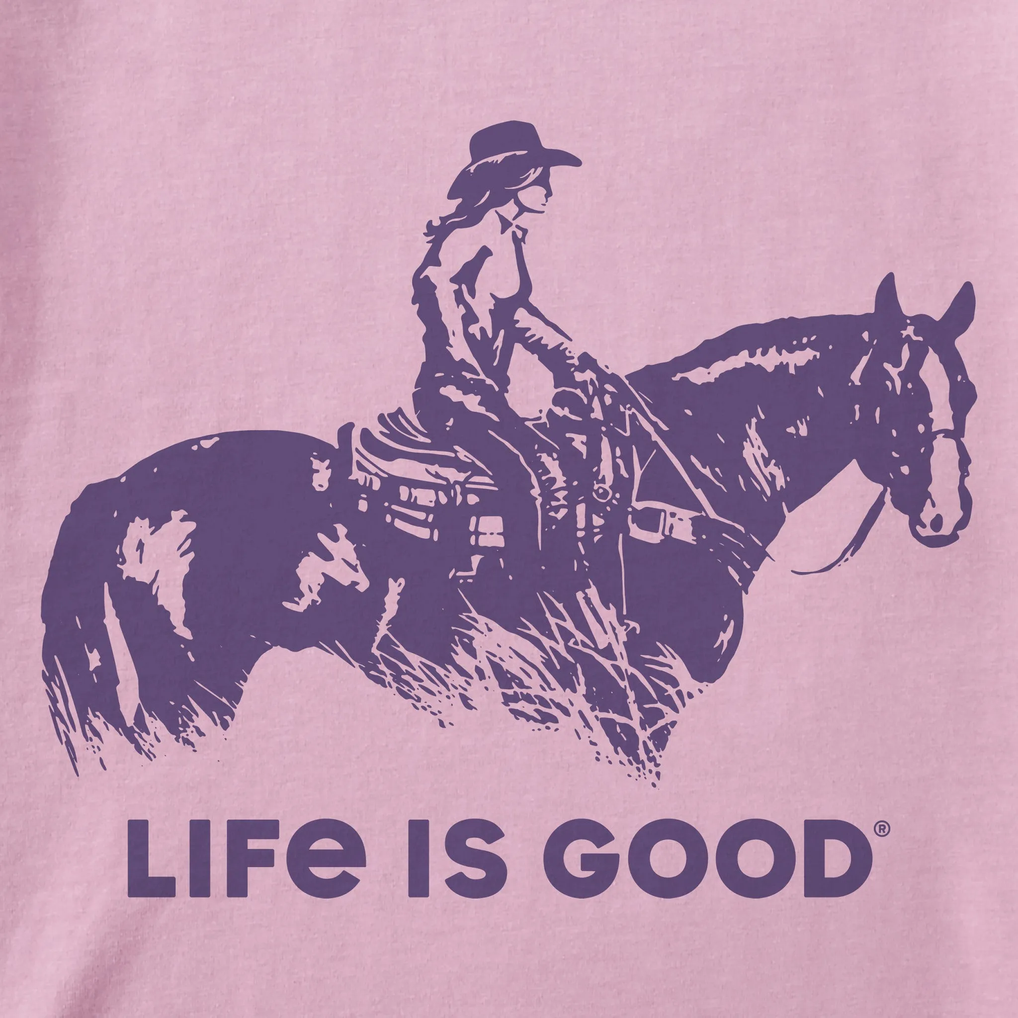 Women's Female Western Rider Silhouette Short Sleeve Crusher Boxy Tee Life is Good