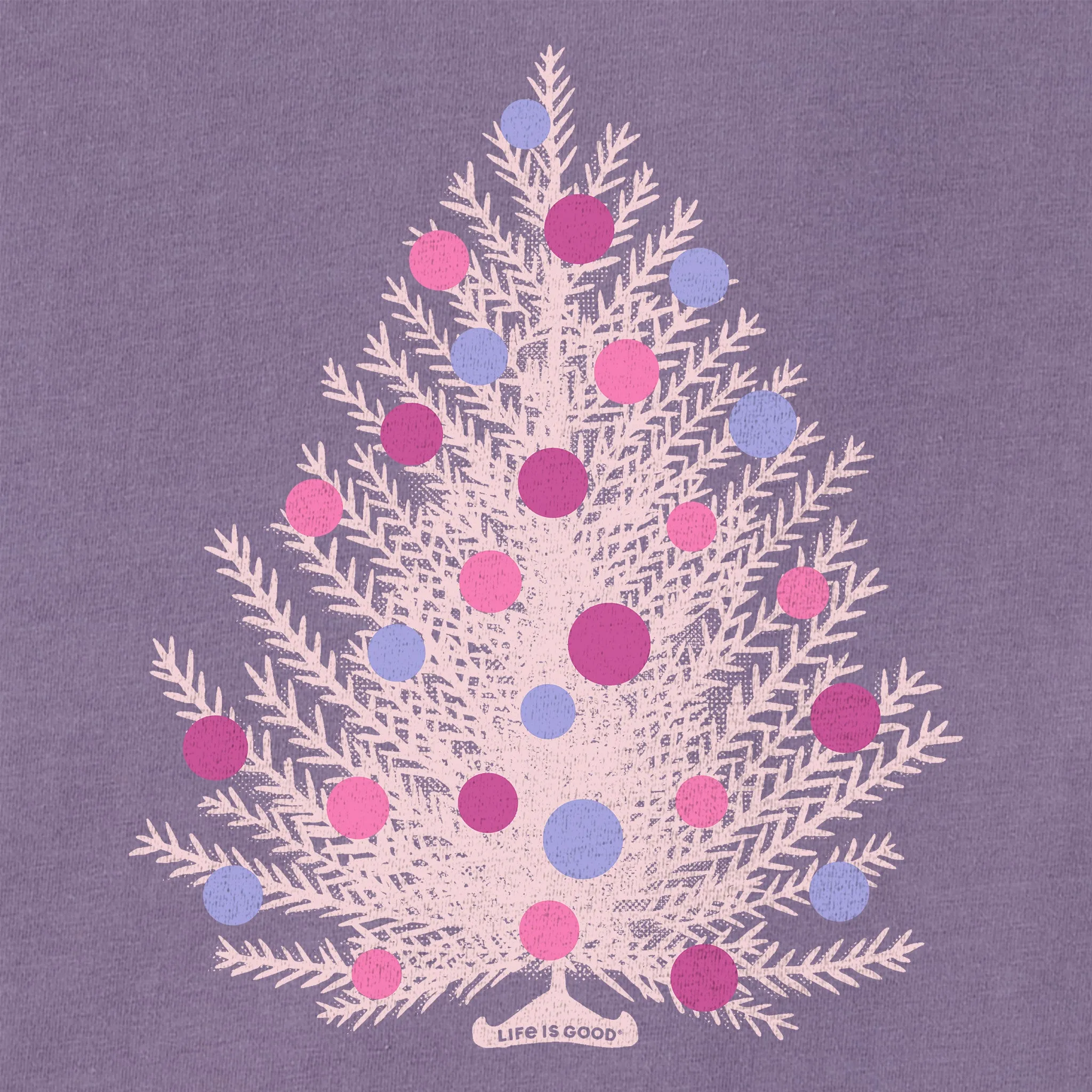 Women's Festive Christmas Tree Short Sleeve Crusher Boxy Tee Life is Good