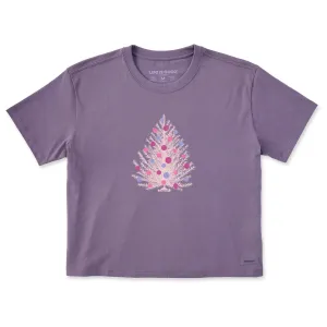 Women's Festive Christmas Tree Short Sleeve Crusher Boxy Tee Life is Good