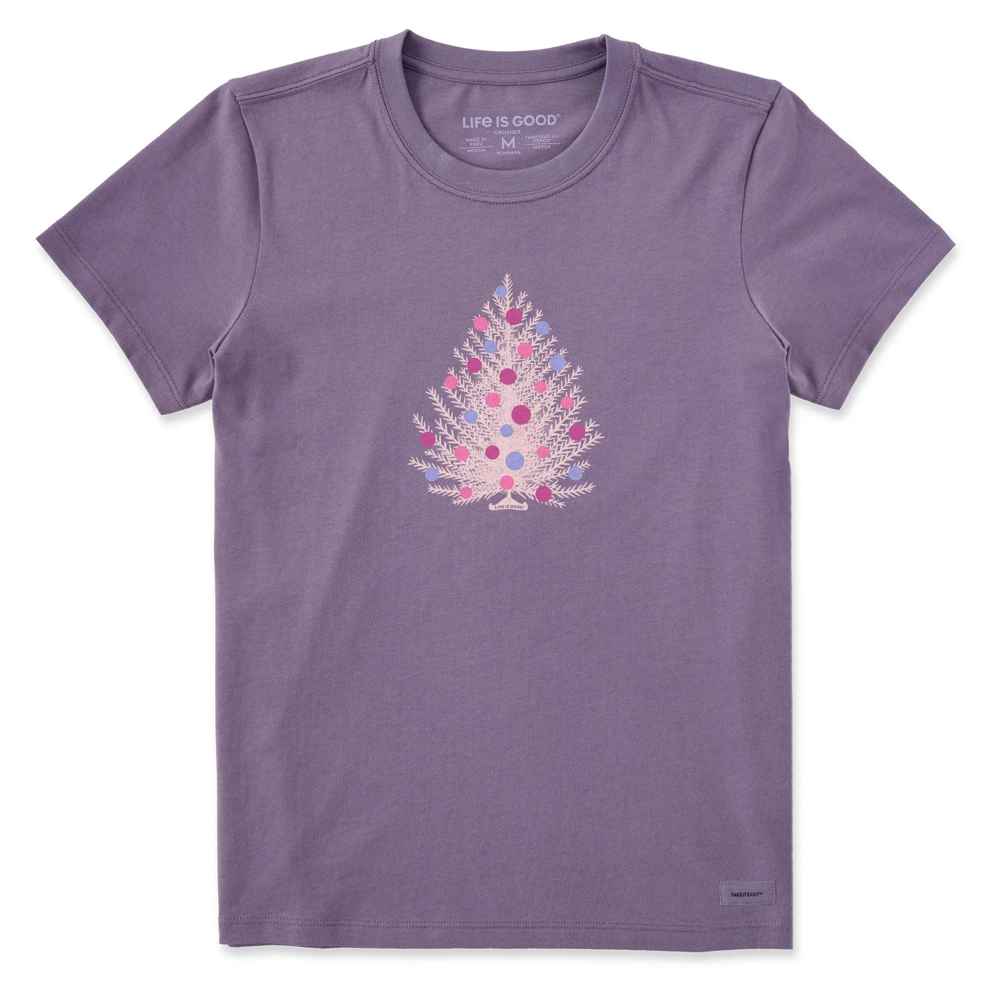 Women's Festive Christmas Tree Short Sleeve Crusher Tee Life is Good