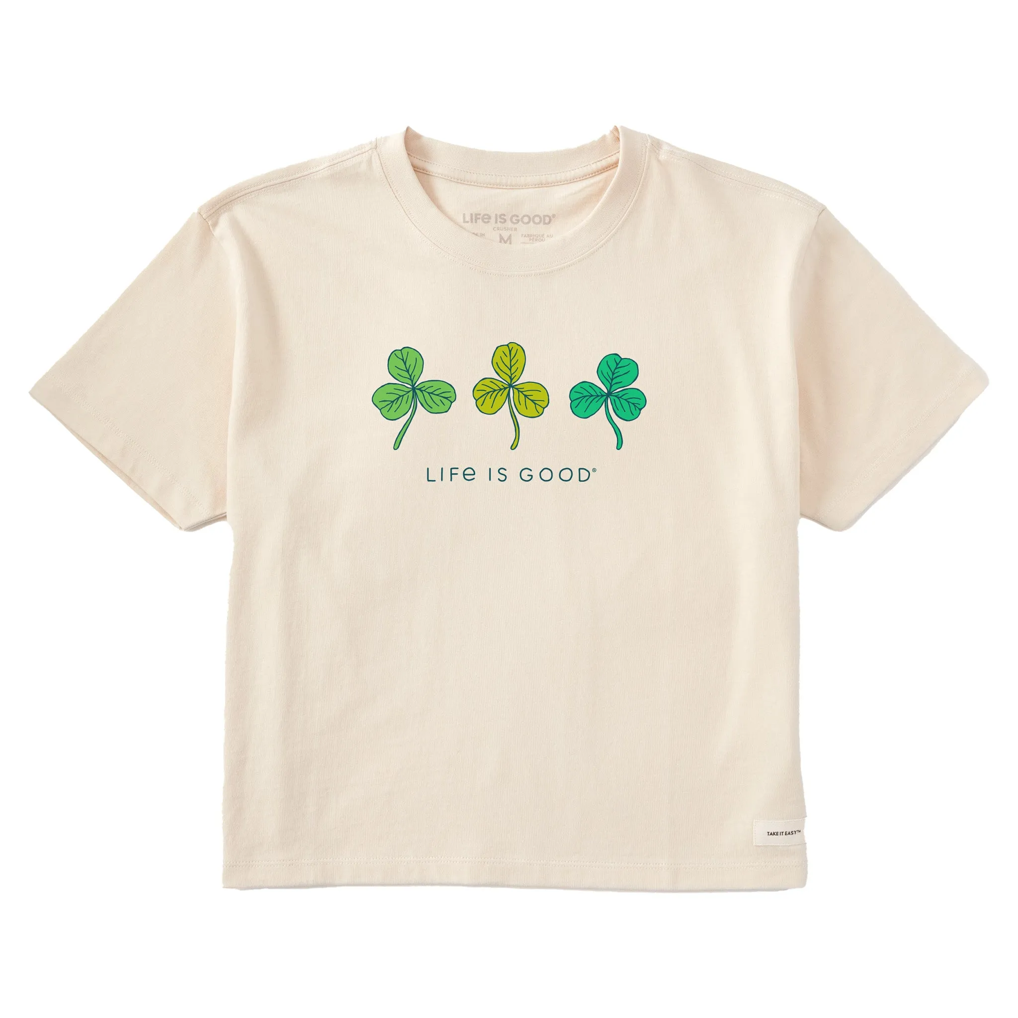 Women's Fineline 3 Clovers Short Sleeve Crusher Boxy Tee Life is Good