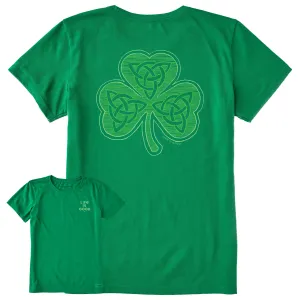 Women's Fineline Celtic Clover Short Sleeve Crusher Tee Life is Good
