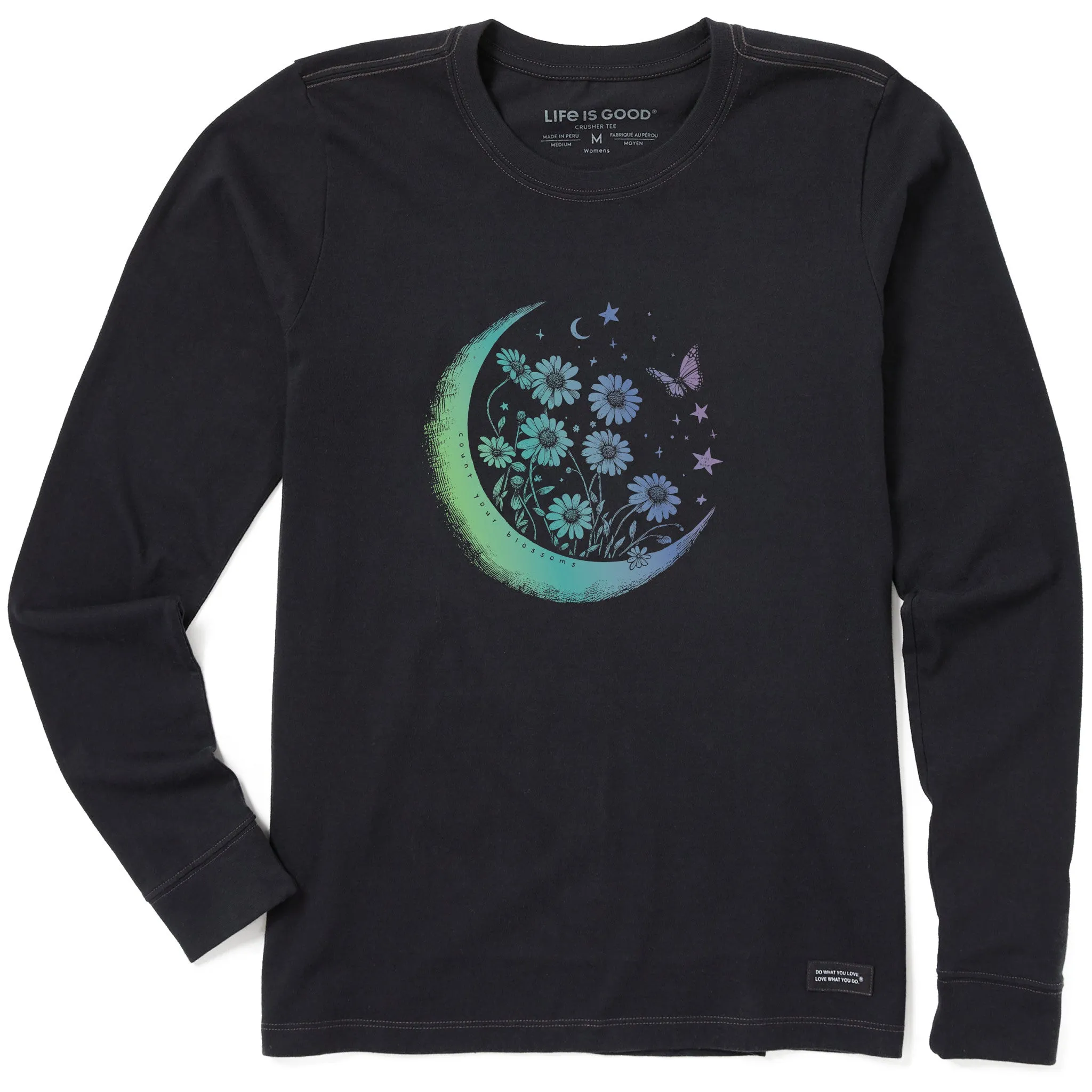 Women's Fineline Flower Moon Long Sleeve Crusher Tee Life is Good