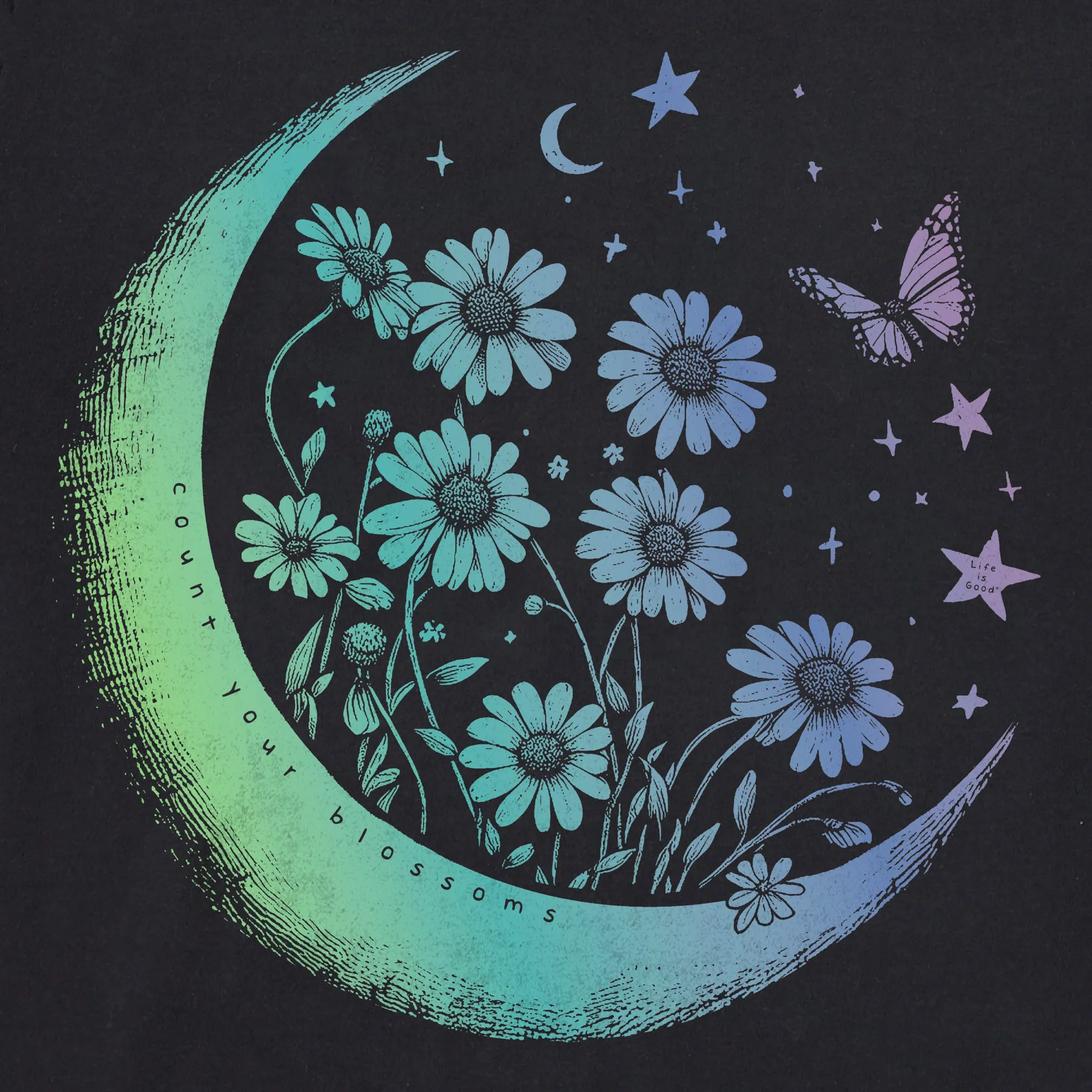 Women's Fineline Flower Moon Long Sleeve Crusher Tee Life is Good