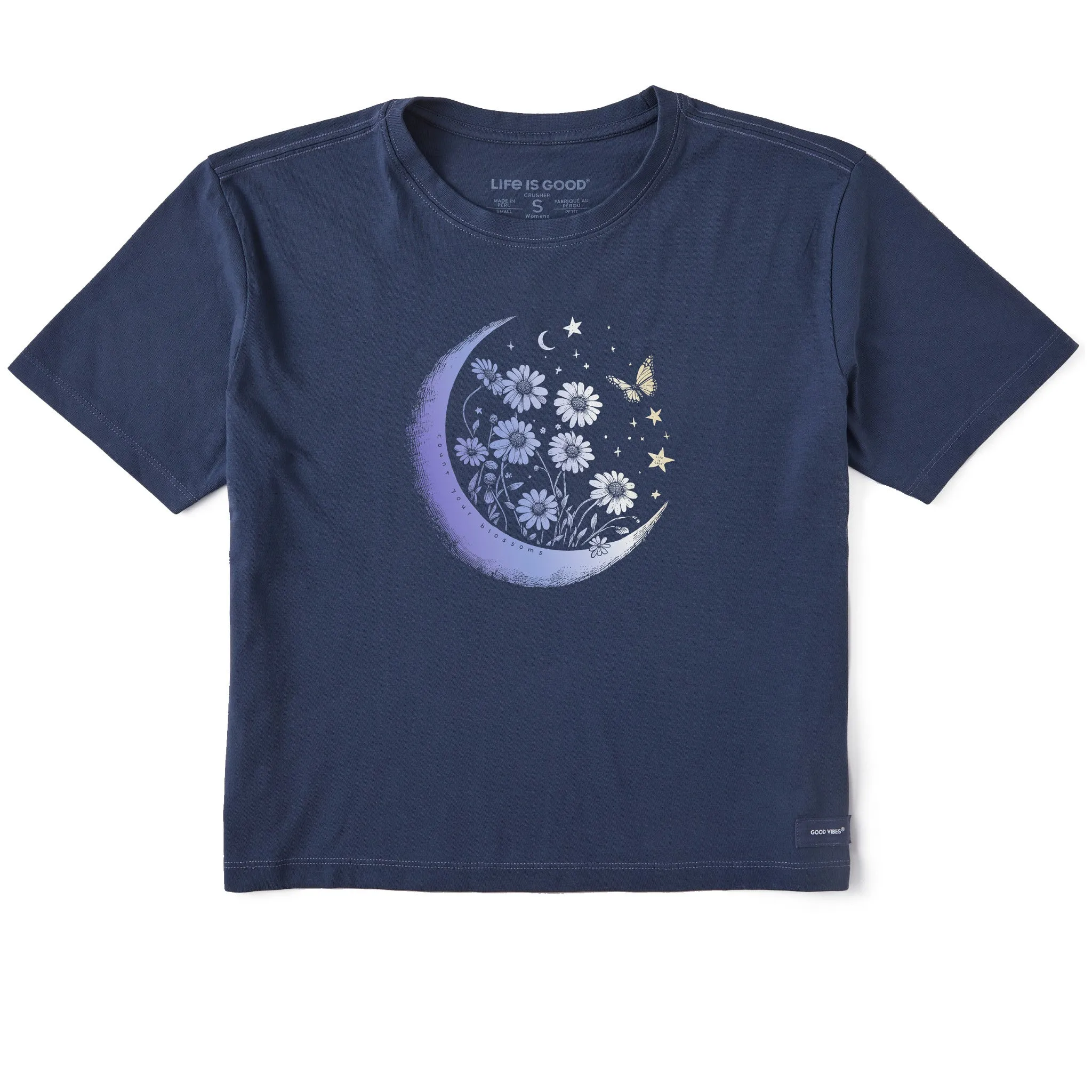 Women's Fineline Flower Moon Short Sleeve Crusher Boxy Tee Life is Good