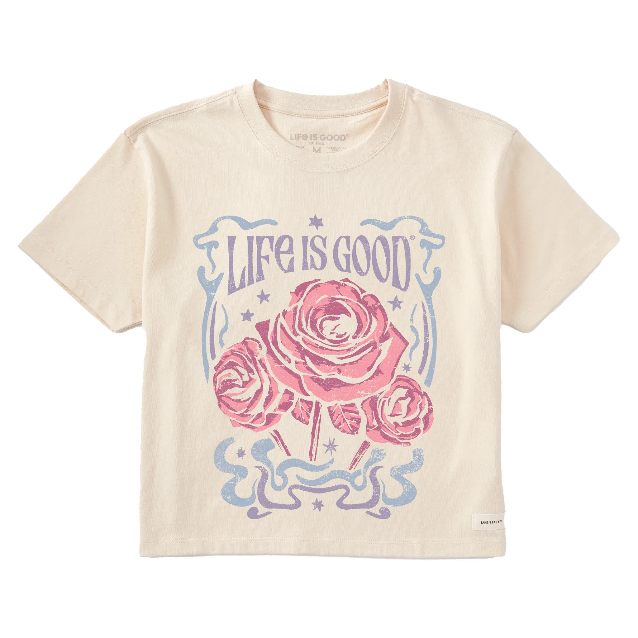 Women's Fineline Roses Short Sleeve Crusher Boxy Tee Life is Good