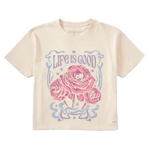 Women's Fineline Roses Short Sleeve Crusher Boxy Tee Life is Good