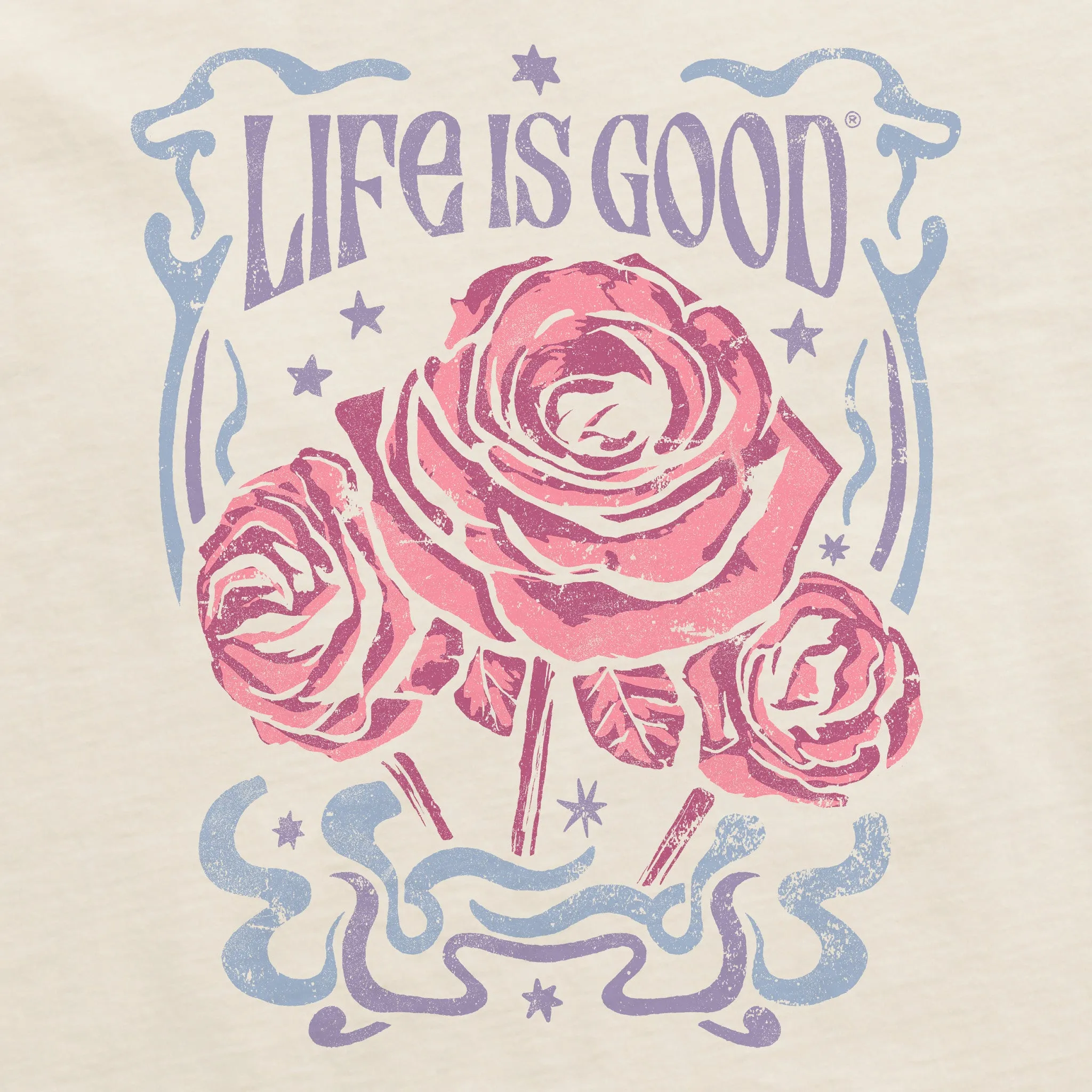 Women's Fineline Roses Short Sleeve Crusher Boxy Tee Life is Good