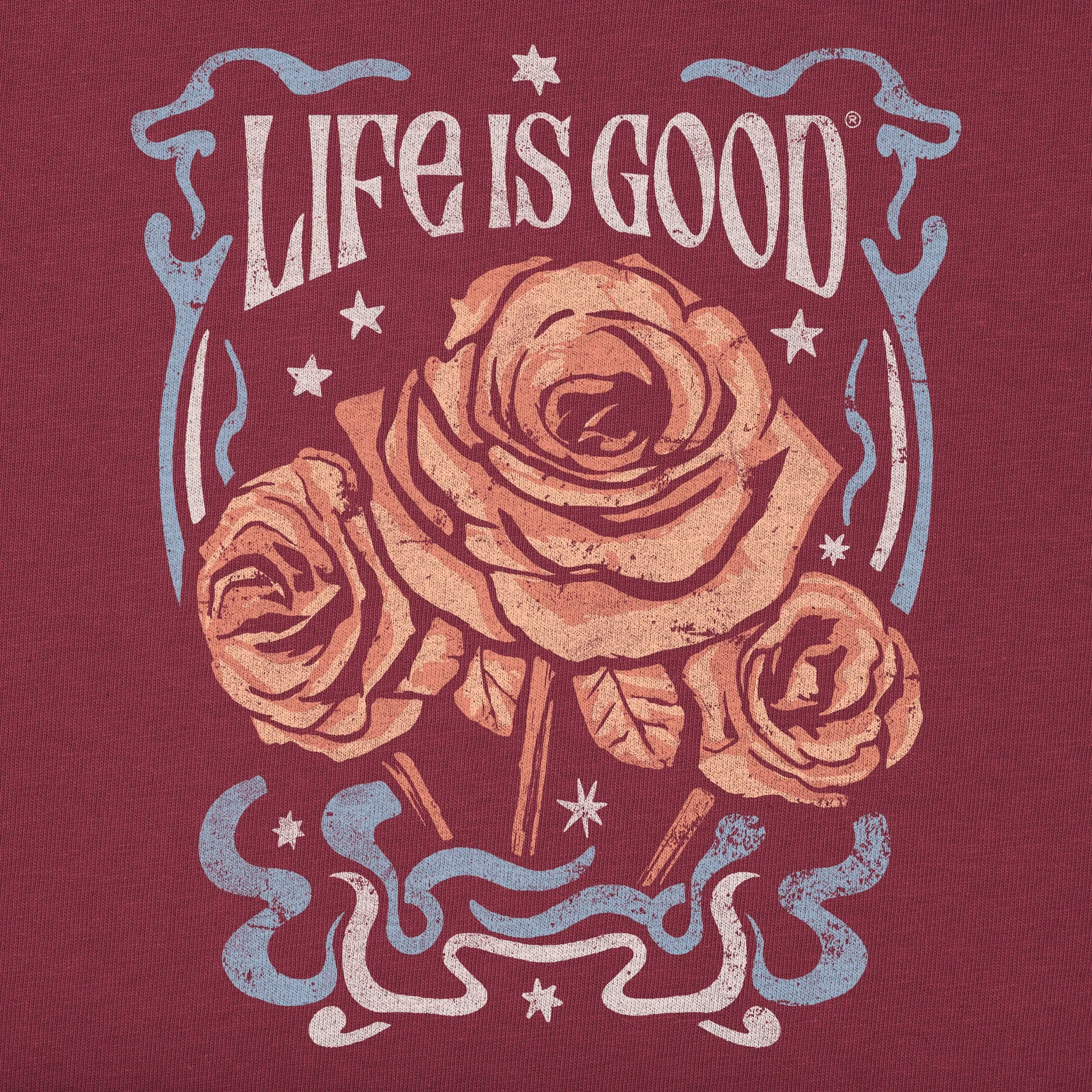 Women's Fineline Roses Simply True Fleece Crew Life is Good