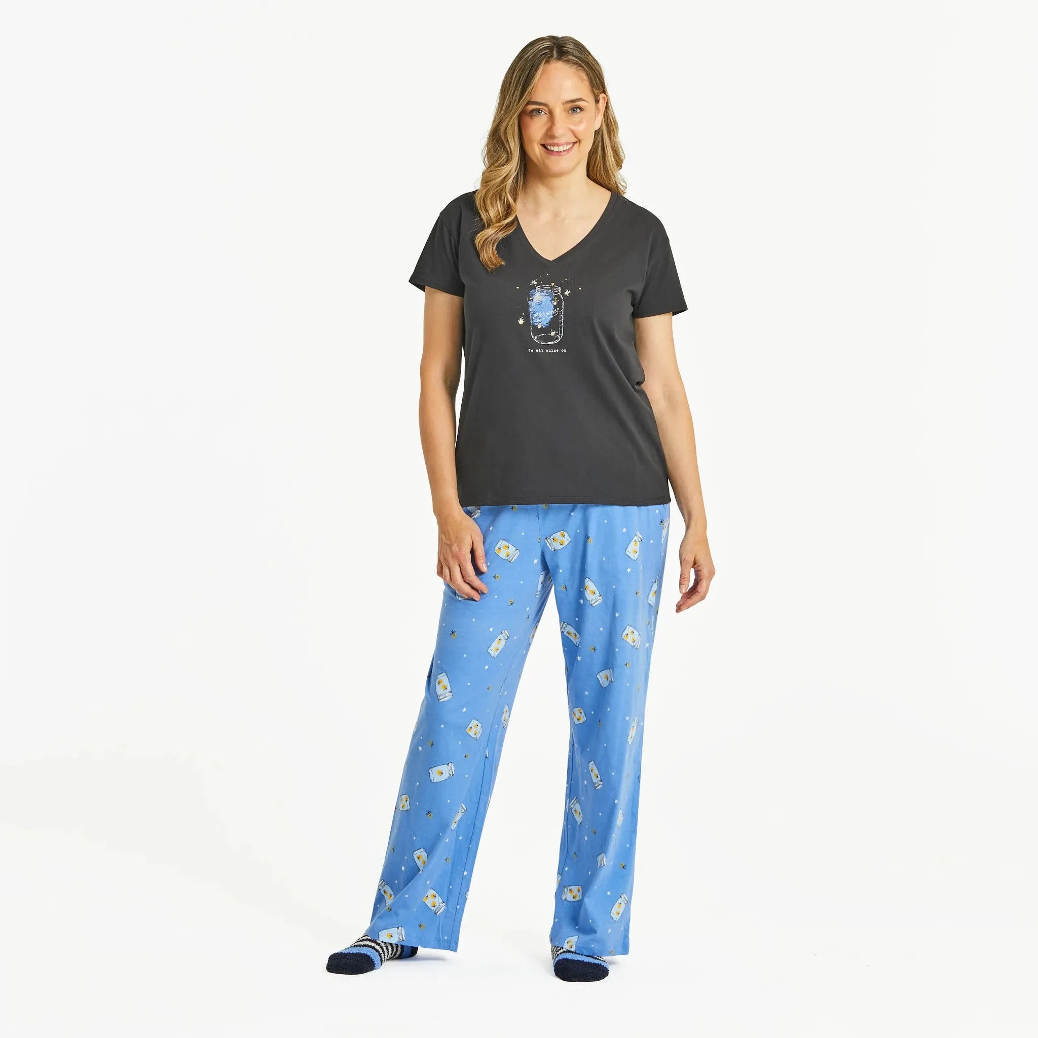 Women's Fireflies Shine On Snuggle Up Relaxed Sleep Vee Life is Good