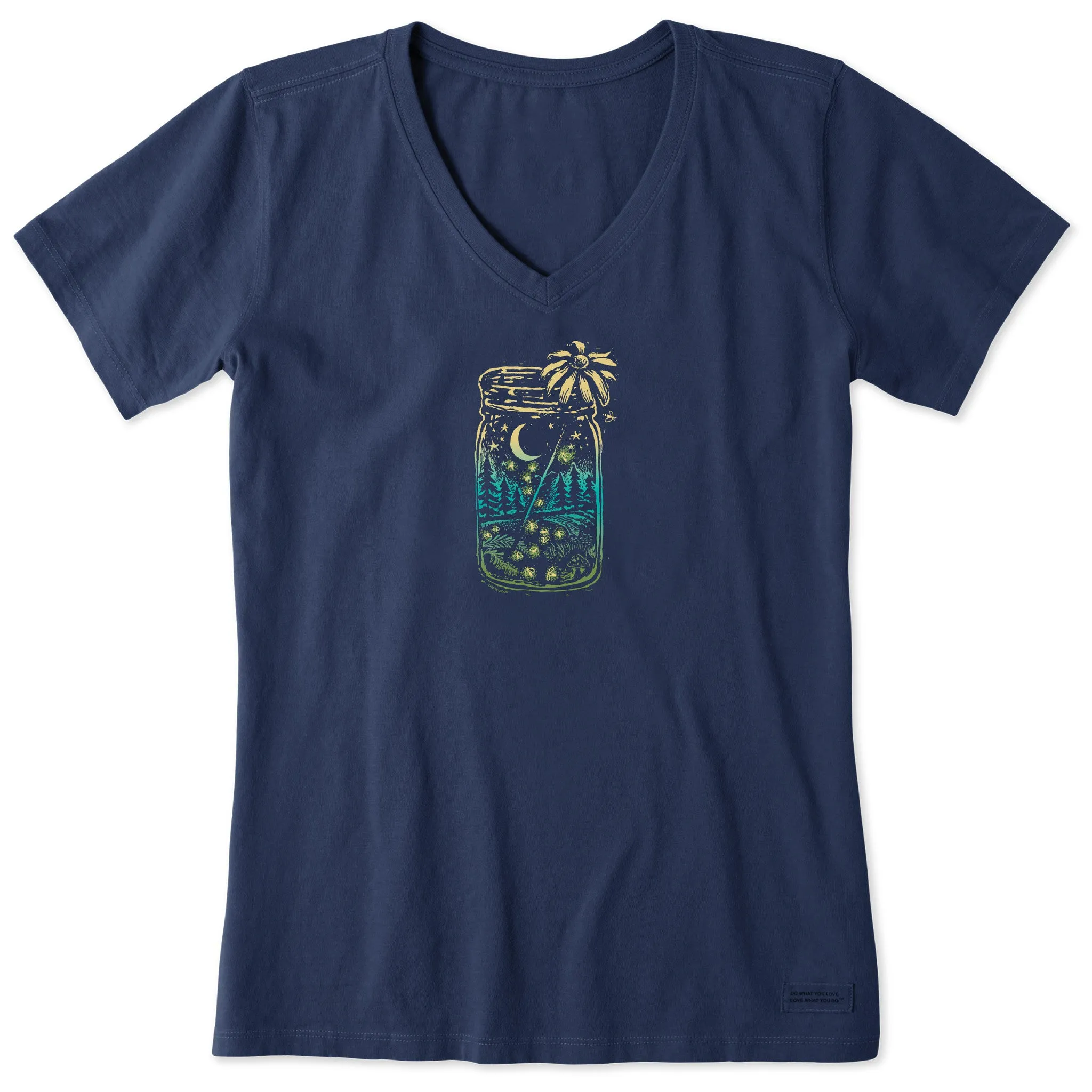 Women's Firefly Moon Jar Short Sleeve Crusher Vee Life is Good