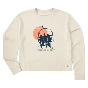 Women's First Chair or Bust Long Sleeve Crusher Boxy Tee Life is Good