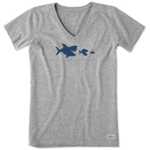 Women's Fish Dinner Short Sleeve Vee Life is Good