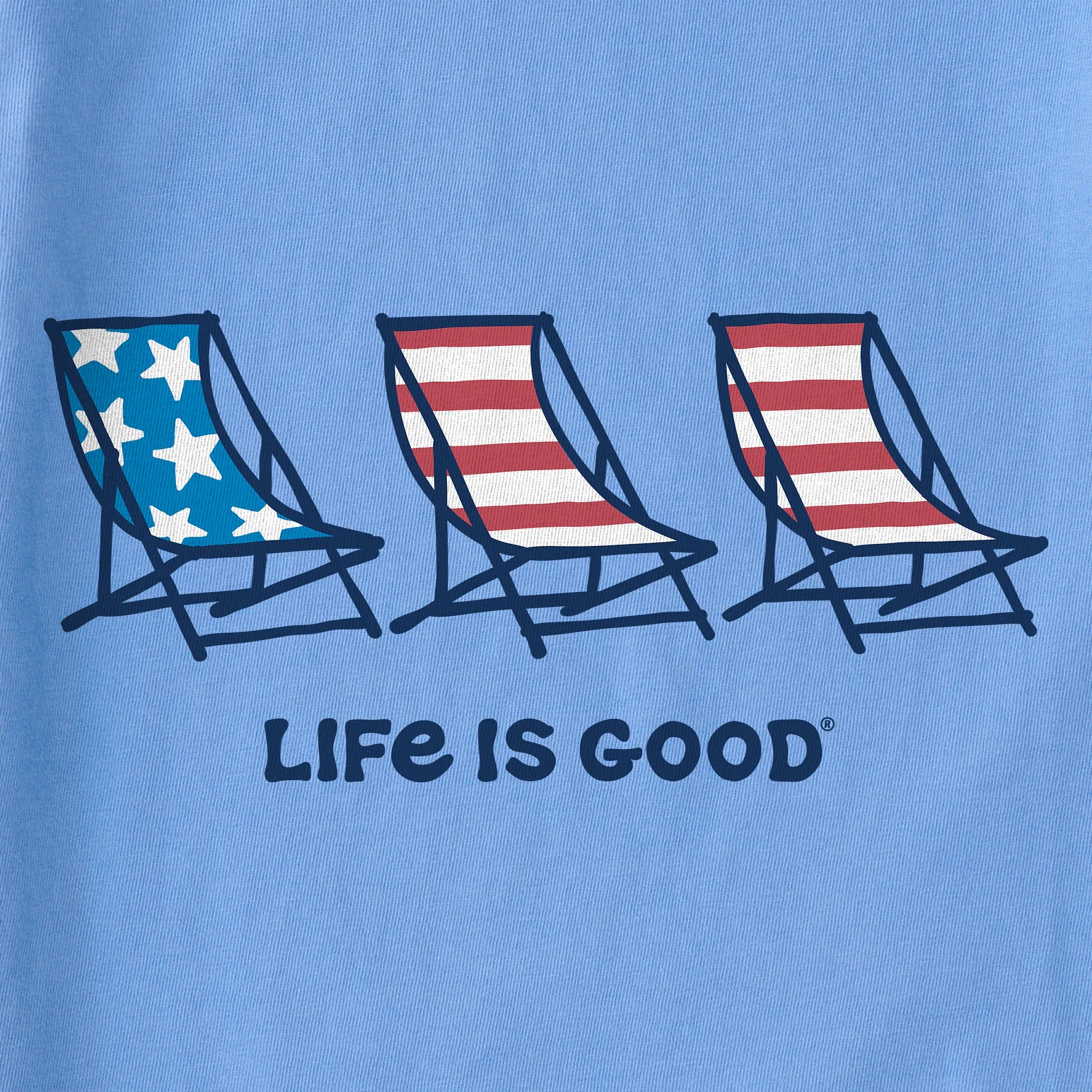 Women's Flag Beach Chairs Short Sleeve Vee Life is Good