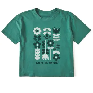 Women's Flag Flowers Short Sleeve Crusher Boxy Tee Life is Good