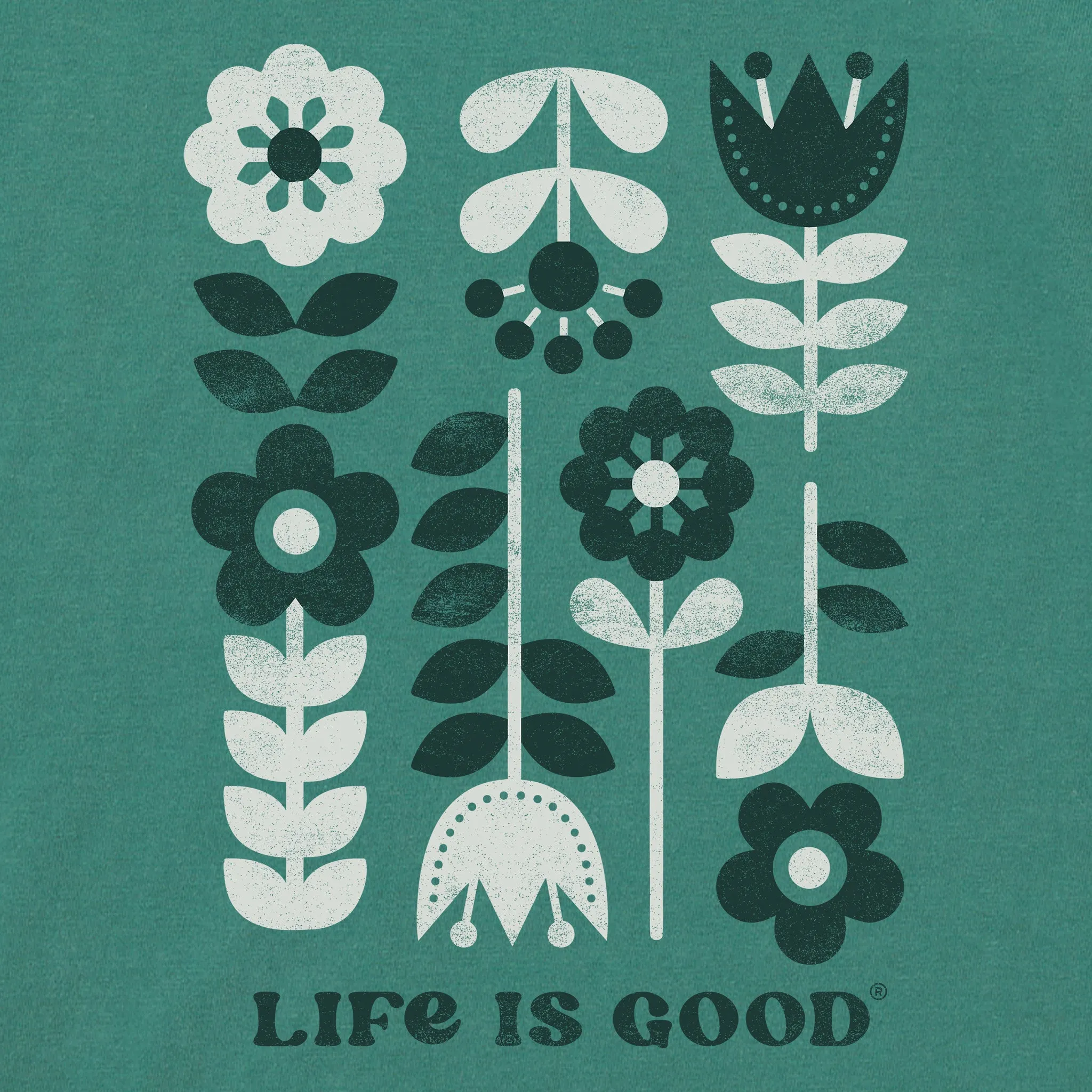 Women's Flag Flowers Short Sleeve Crusher Boxy Tee Life is Good