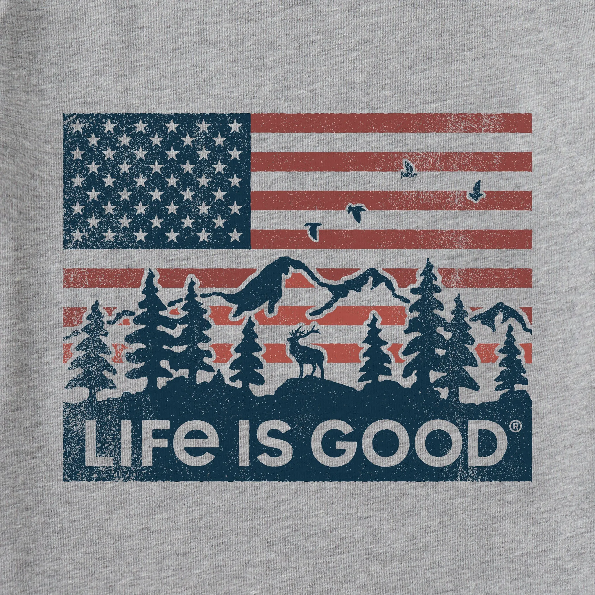 Women's Flag Mountain Scene Short Sleeve Crusher Tee Life is Good
