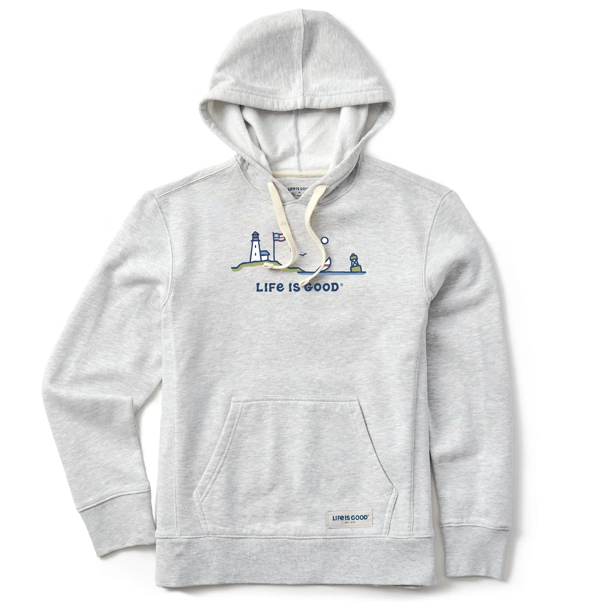 Women's Flag Ocean Vista Simply True Fleece Hoodie Life is Good