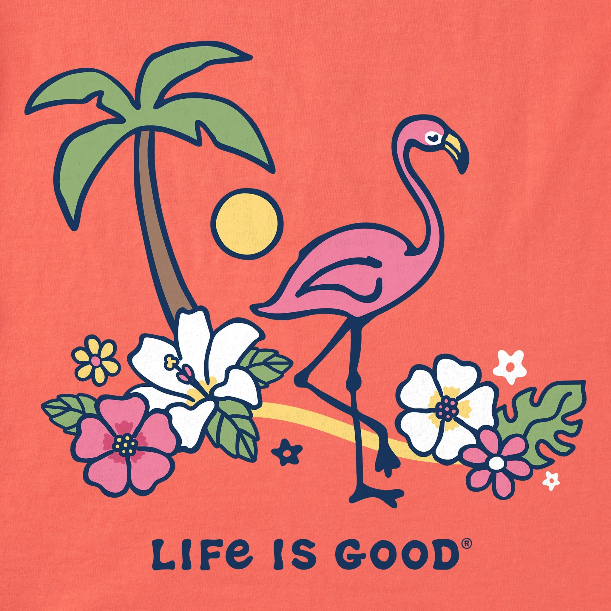 Women's Flamingo Beach Short Sleeve Crusher Boxy Tee Life is Good