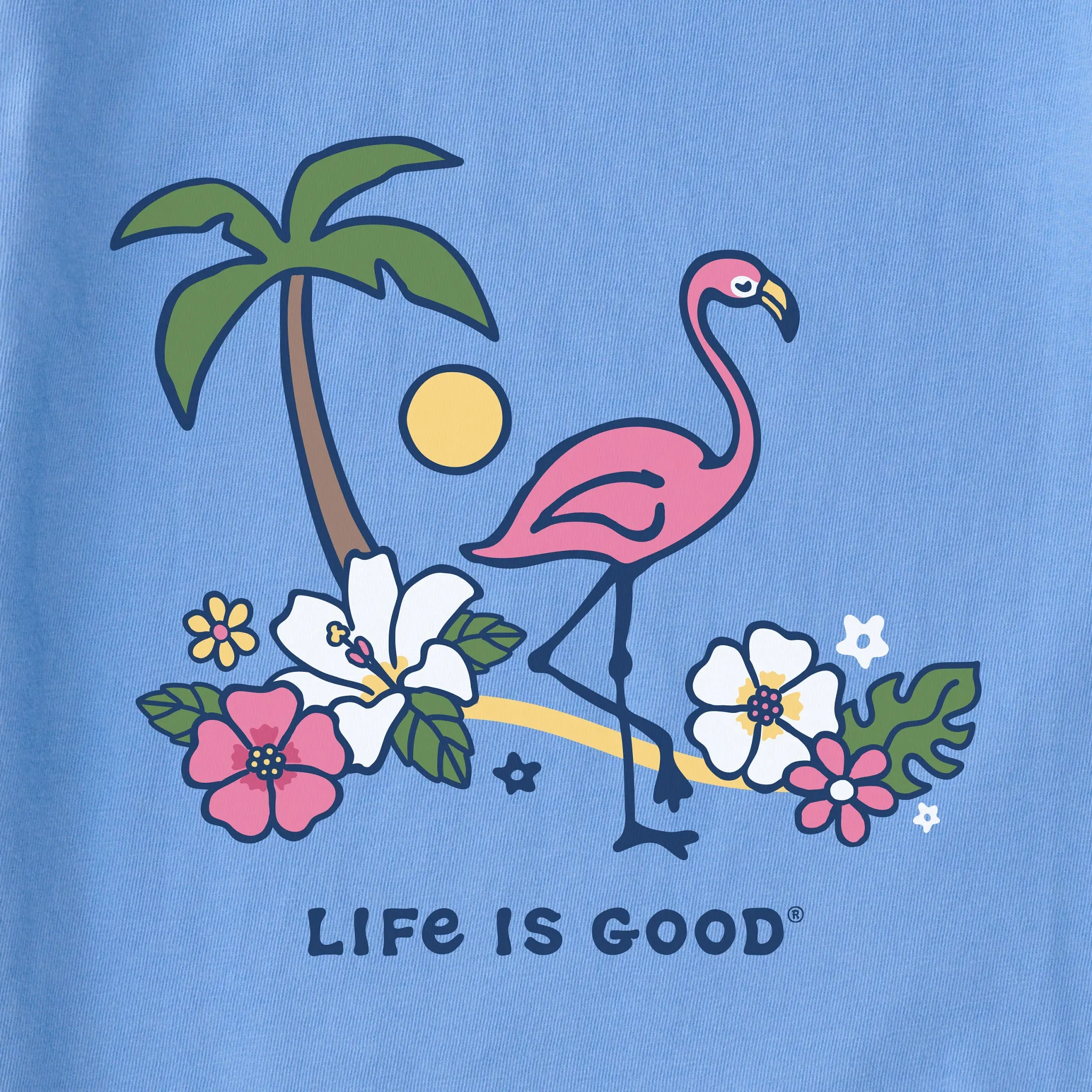 Women's Flamingo Beach Short Sleeve Crusher Vee Life is Good